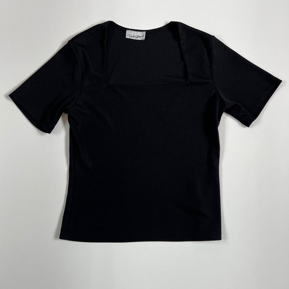 Black Square Neck Top